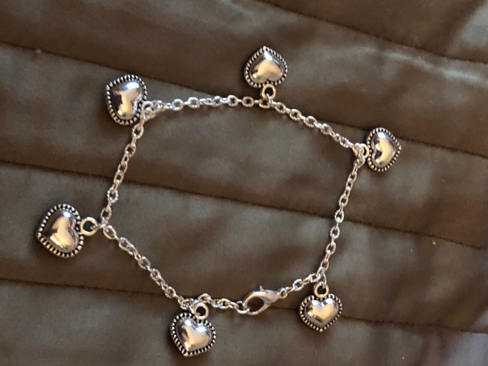 Heart charm bracelet or ankle bracelet/anklet. Etsy