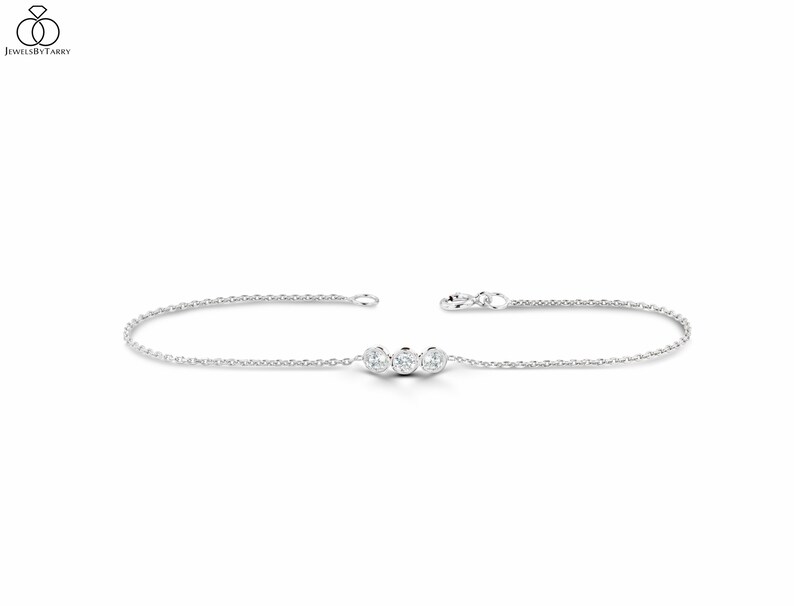 Dainty Diamond Bracelet for Women / Diamond Trio Bracelet / Etsy