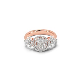 SALE ! Classic Diamond Ring in 18k Rose Gold / Art Deco Diamond Cocktail Ring / Natural Round Diamond Ring / Statement Ring / DR98