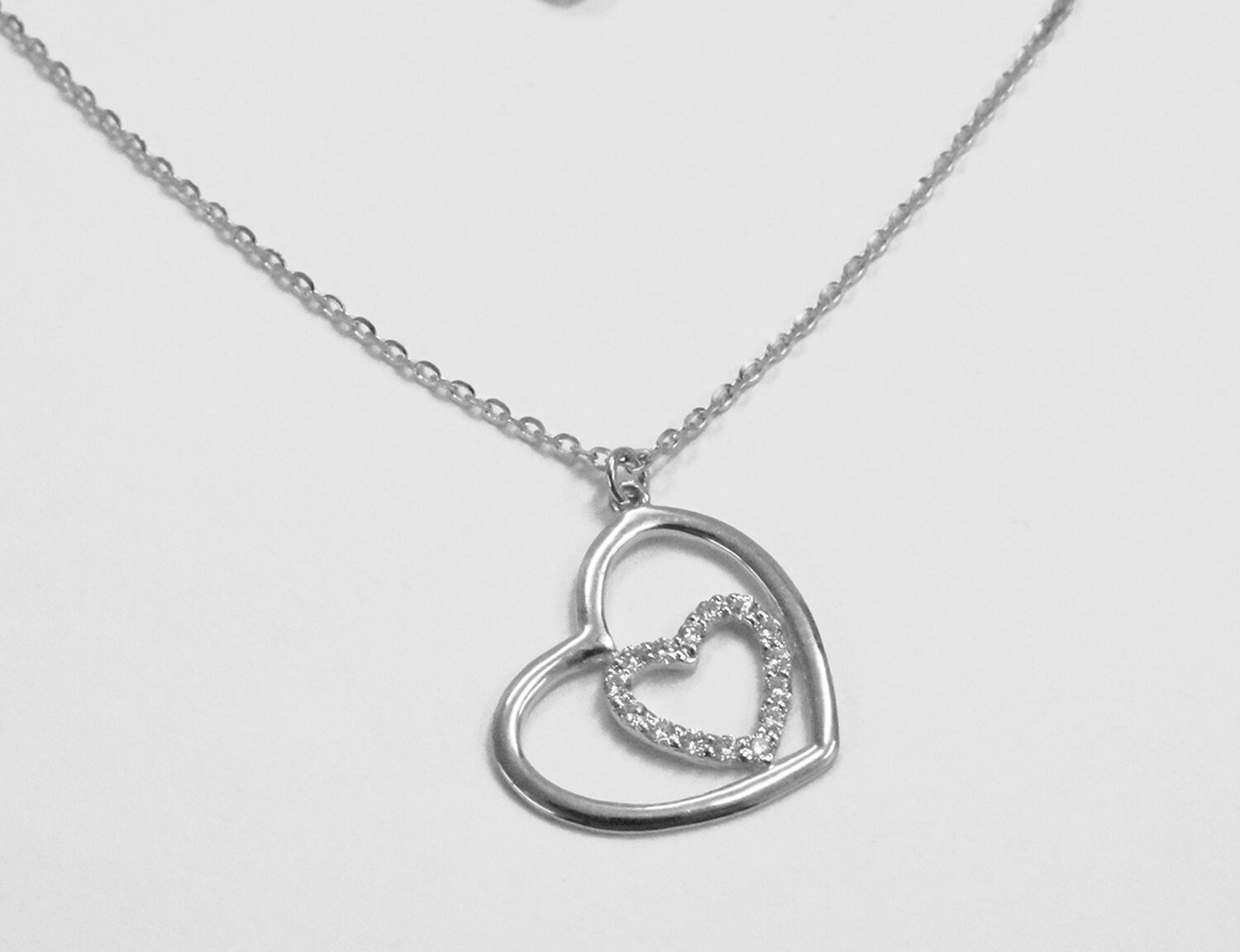 Diamond Heart Necklace / 10k 14k 18k Gold Necklace Valentine Etsy
