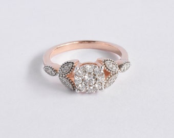 30% OFF SALE ! 18k Rose Gold Diamond Ring / Natural 0.28 CTW Diamond Ring / Statement Cocktail Pave Wedding  Anniversary Ring / DR68