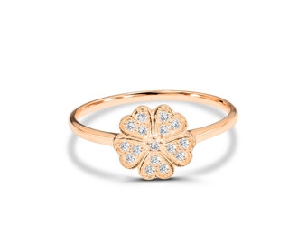 0.12 Ct Diamond Clover Ring in 14K Gold