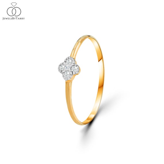 Diamond Clover Ring / 18k 14k 10k Gold Clover Ring / Dainty - Etsy ...