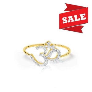 Diamond OM Ring / 10k / 14k / 18k Gold/ Religious OM Ring Hindu Ring Yoga Lover / Diwali Gift / religious ring / Spiritual ring