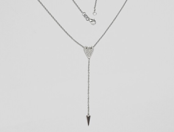 18k White Gold Lariat Necklace 