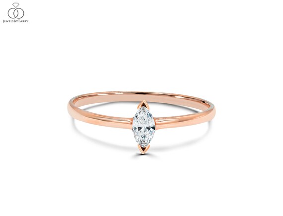 Marquise Diamond Solitaire Ring 10k 14k 18k Gold Engagement Ring