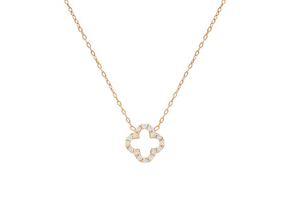 14k Gold and Diamond Lucky Clover Necklace