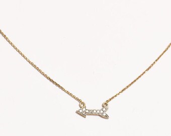 Diamond Arrow Necklace with Thin Chain / 18K Rose Gold Dainty Necklace /Archery Necklace / Minimalist arrow necklace/ Next day free shipping