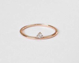 18K Rose gold / Size 7.5 / Single Diamond Prong Set Ring / Diamond Solitaire Wedding Ring / Prong Diamond Stacking Ring / Next day shipping
