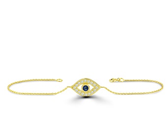 Gold Evil eye bracelet with Shappire
