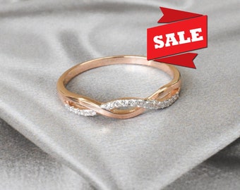 18k 14k 10k Gold Infinity Ring Diamond Infinity Band / Engagement Wedding Ring / Promise Ring Birthday Gift / Free Shipping