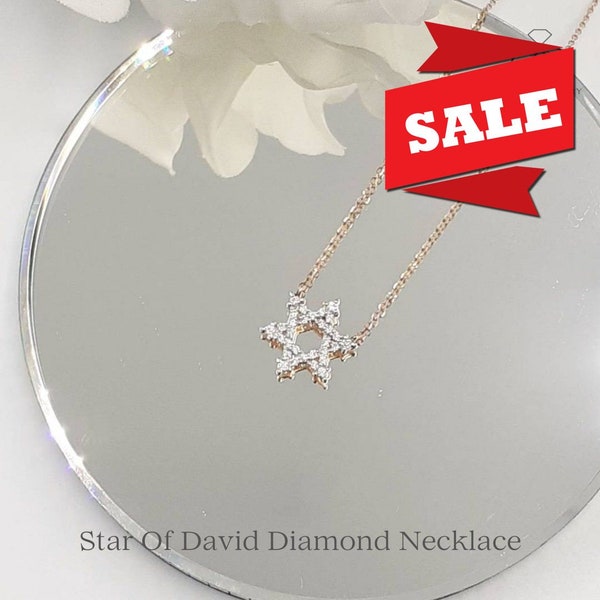 Star Of David Diamond Necklace/10k 14k 18k Solid Gold / Esther/Jewish gift/ religious Star Diamond Charm/ Minimalist Layering Everyday Gift