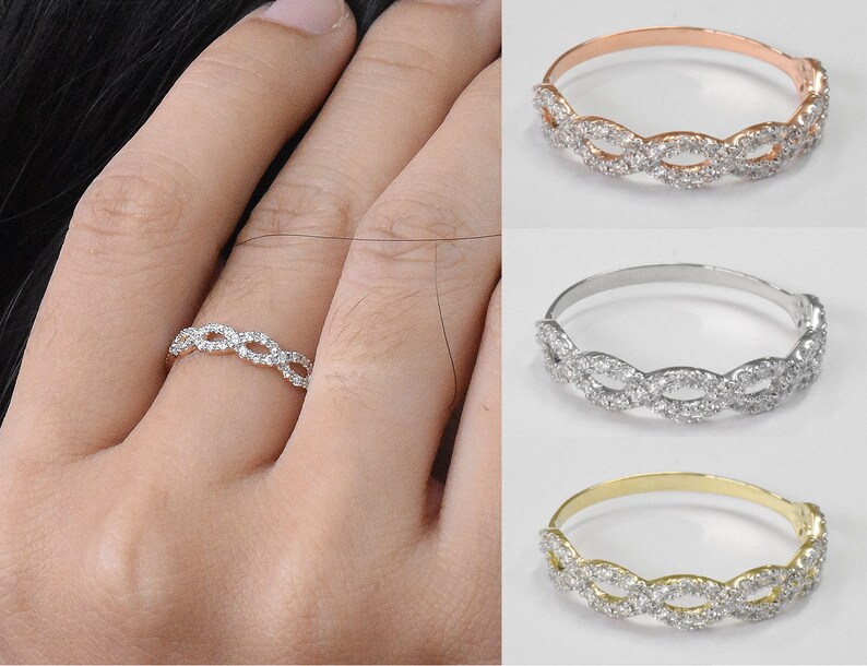 Diamond Infinity Ring Pave Diamond Ring Diamond Wedding Ring Twisted Band Ring Eternity Ring Diamond Band 14k 18k Gold OJGD3505