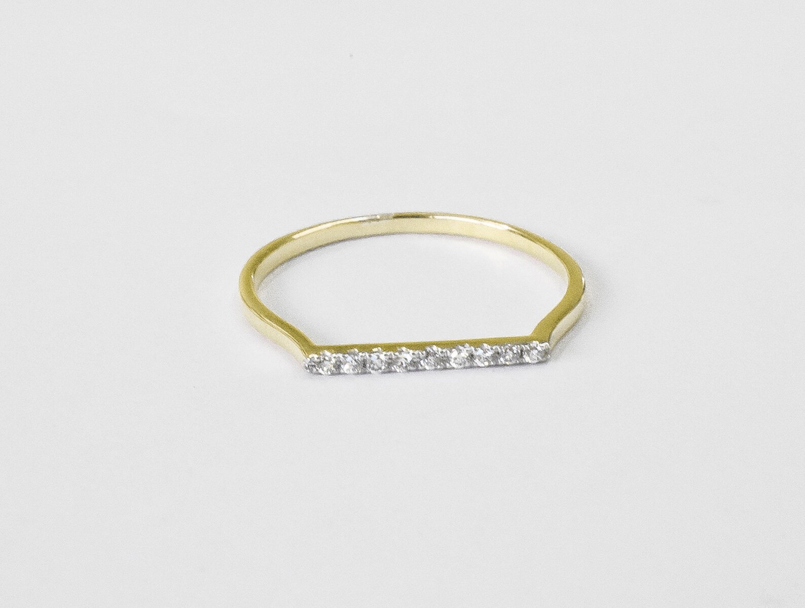 Pave Diamond Bar Ring / 18k 14k 10k Gold Bar Ring / Diamond Etsy