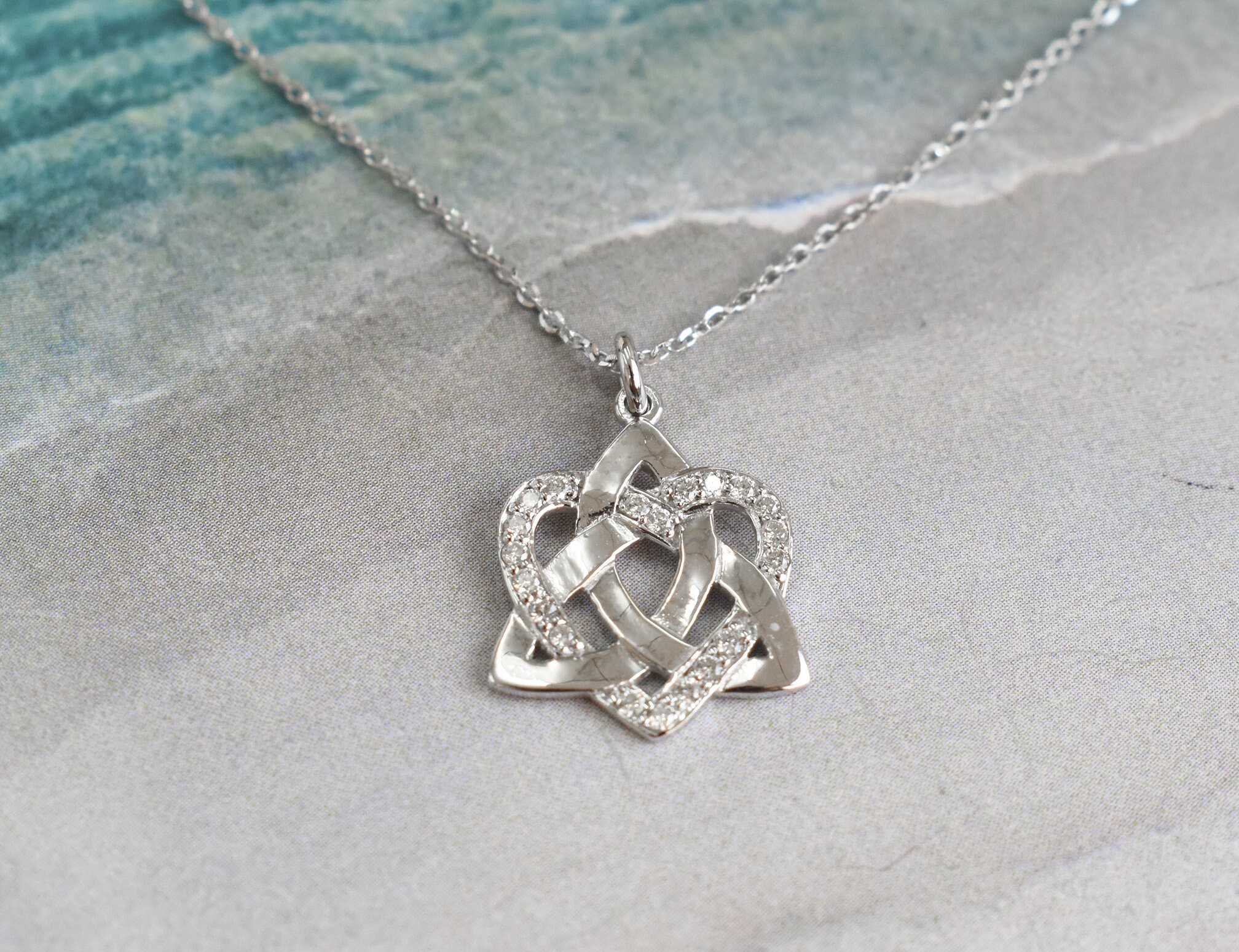 Celtic Knot Necklace / 14k Gold Diamond Celtic Knot Necklace / Etsy