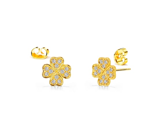 Diamond Clover Stud Earrings / 18k 14k 10k Solid Gold Floral Stud / Tiny  Floral Diamond Studs / Lucky Clover Earrings / Clover Leaf Stud - Etsy  Israel