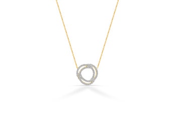 Love Knot Diamond Pendant Necklace / Diamond Love Necklace / Infinity Knot Pendant Necklace 10k 14k 18k Gold / Valentine Gift for Her