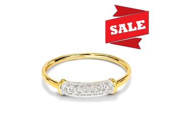 Micro Pave Wedding Diamond Ring in 10k 14k 18k Gold / Half Eternity Diamond Ring / Thin Dainty Diamond Cluster Engagement Ring