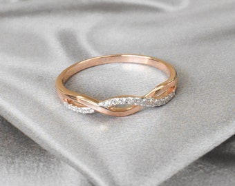 18k 14k 10k Gold Infinity Ring Diamond Infinity Band / Engagement Wedding Ring / Promise Ring Birthday Gift / Free Shipping