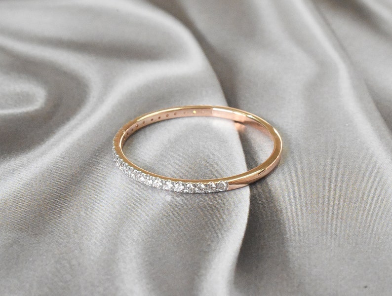 Thin Diamond Half Eternity Ring / 10k 14k 18k Gold Ring / - Etsy