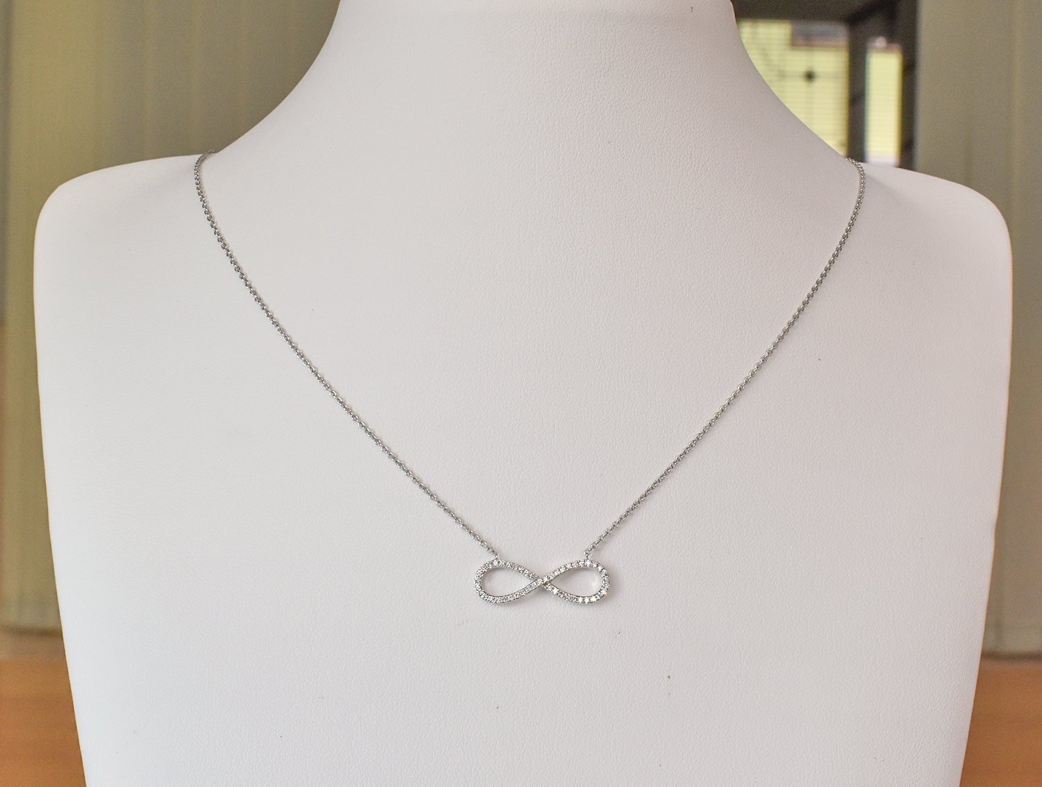 Diamond Infinity Charm Pendant Necklace 18k Solid Gold / - Etsy