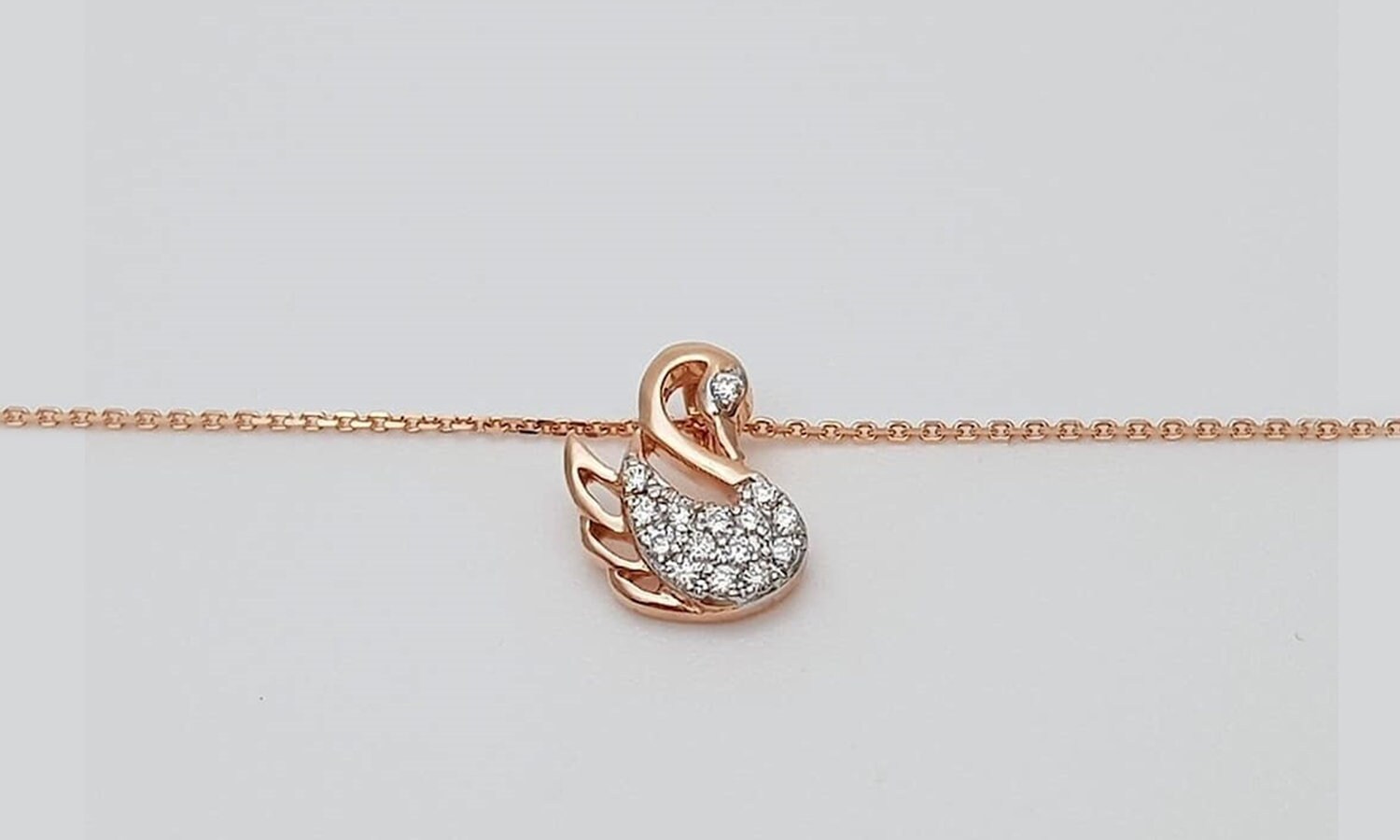 10k 14k 18k Gold Diamond Swan Necklace 