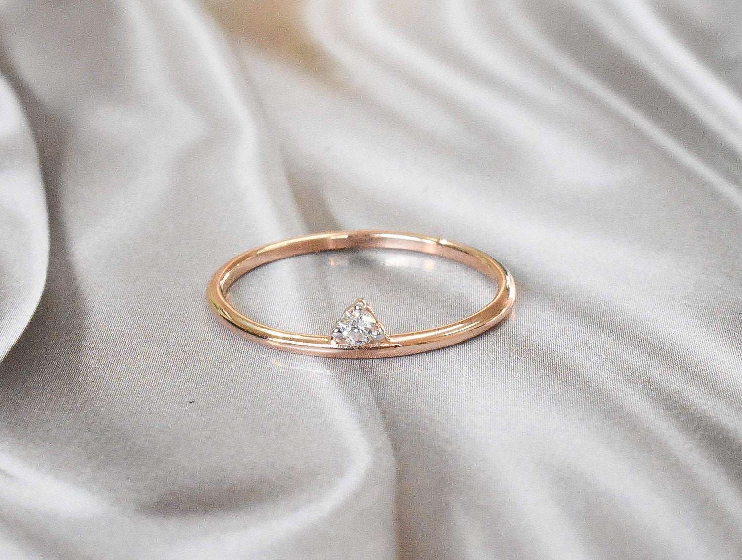 Single Diamond Prong Set Ring / 10k 14k 18k Gold Diamond Ring | Etsy