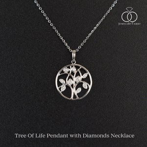 10k 14k 18k Solid Gold Necklace / Tree of Life Pendent With Diamond ...