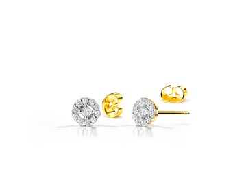 Diamond Studs / Halo Diamond Earrings / 18k 14k 10k Gold / Diamond Halo Stud Earrings / Weddings Earrings / Simple Diamond Studs / OJGD36/09