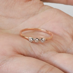 Three Stone Diamond Engagement Ring / Bezel Set Diamond Ring | Etsy