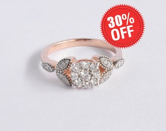 30% OFF SALE ! 18k Rose Gold Diamond Ring / Natural 0.28 CTW Diamond Ring / Statement Cocktail Pave Wedding  Anniversary Ring / DR68