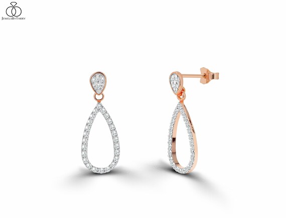 Simple Elegant Diamond Dangle Drop Earrings, 925 Sterling Silver Cubic  Zirconia, Dressy Classy Minimalist Dainty Lightweight Earring for Her - Etsy