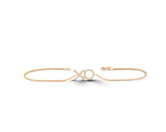 XO XO diamond bracelet in solid gold / Best friend gold jewelry / Minimalist diamond bracelet / Gossip girl jewelry / Bracelet for her