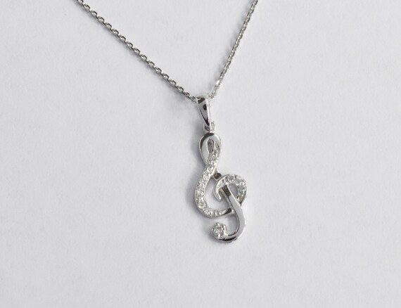 White gold deals music note necklace