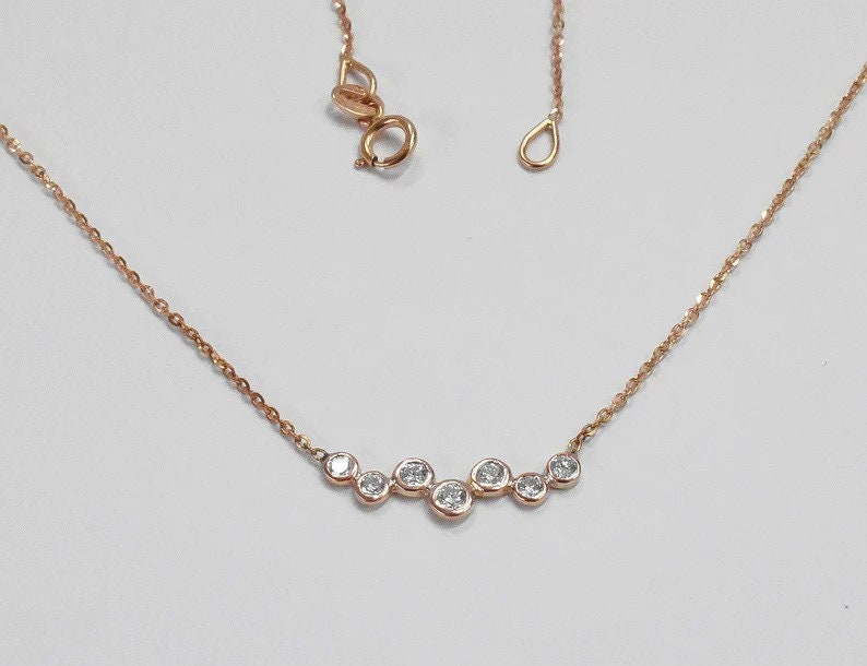 Cluster Diamond Necklace in 10k 14k 18k Solid Gold / Floating - Etsy