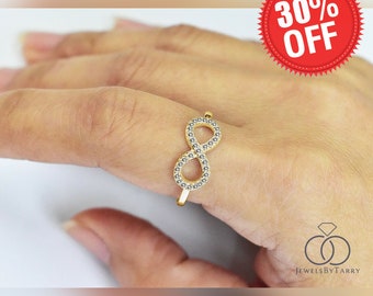 Diamond Infinity ring/ Gold infinity ring/ 10k 14k 18k/ Love Knot Diamond ring/ Gift for her