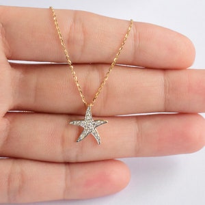 Gold Necklace 14kgf Starfish Necklace; Dainty Trendy