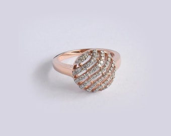 SALE ! Unique 18k Rose Gold  Dome Shape Pave Diamond Statement Ring / Pave Diamond Dome Cluster Ring / 0.35 CTW Natural Diamond Ring / DR163