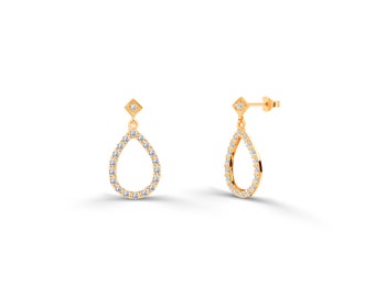 Diamond Drop earrings/ cluster diamond dangle earrings/ wedding earrings / Gold earrings/ Dainty earrings/ Gifts for her
