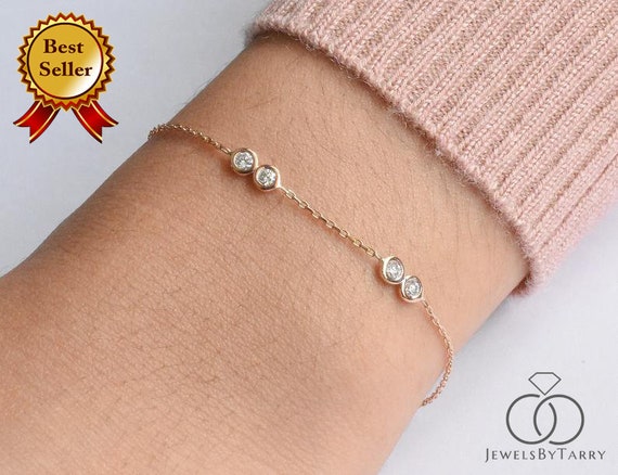 Diamond Solitaire Bracelet Diamond Station Bracelet Diamond