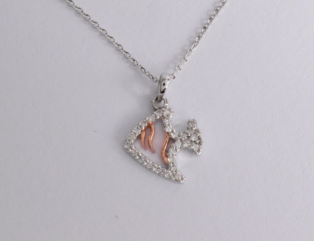 10k 14k 18k Gold Fish Necklace / Fish Charm Pendant / Diamond Etsy
