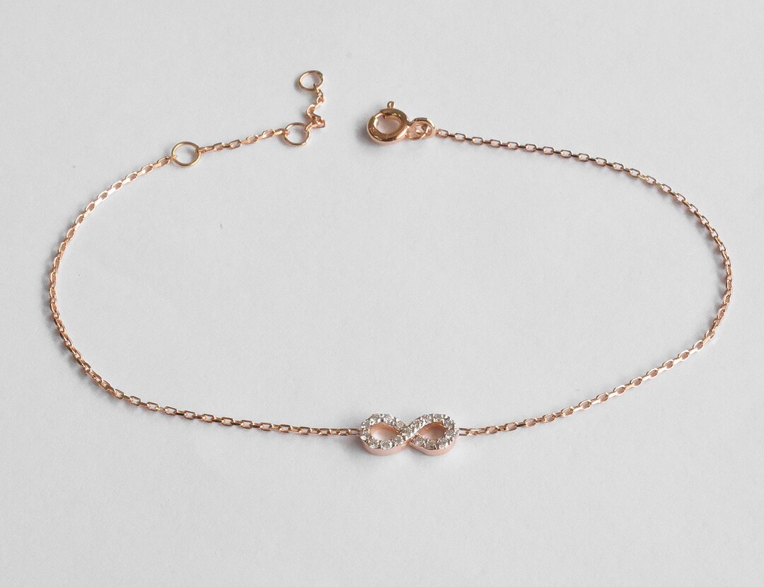 Diamond Bracelet / Infinity Charm Diamond Bracelet in 10k 14k Etsy