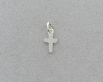 Minimini Kreuz ca. 8mm hoch (ohne Ösen) als Anhänger, 925 Silber