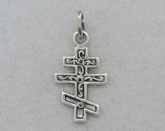 Orthodoxes Kreuz, 925 Silber mit schwarzen Zirkonia