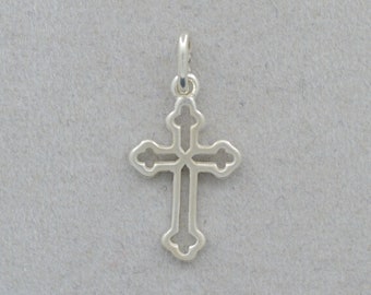 Offenes, geschwungenes Kreuz, 925 Silber matt