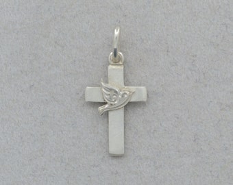 Massives Kreuz mit Taube ca. 15mm hoch, 925 Silber