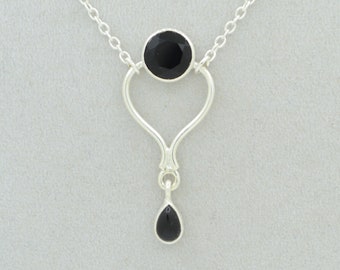 Schnörkelcollier 925 Silber mit Onyx