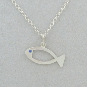 Fischanhänger mit blauem Saphir Christenfisch Bild 6