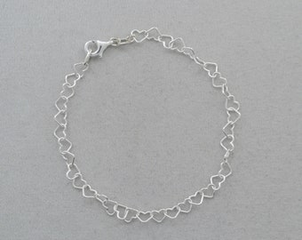 Herzen-Armband aus 925 Sterlingsilber