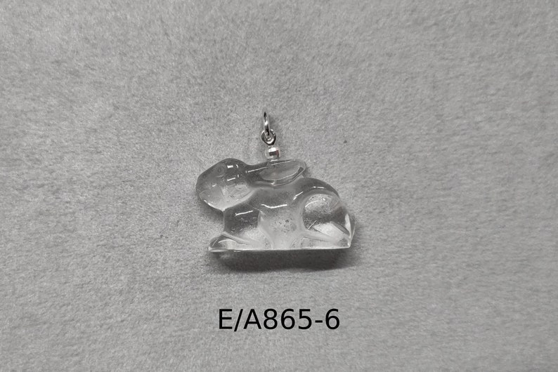 Hase aus Bergkristall als Anhänger mit 925 Silber Kugel Hase E/A865-6